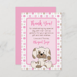 Carte De Remerciements Joli Chien Chien Rose Polka Baby shower