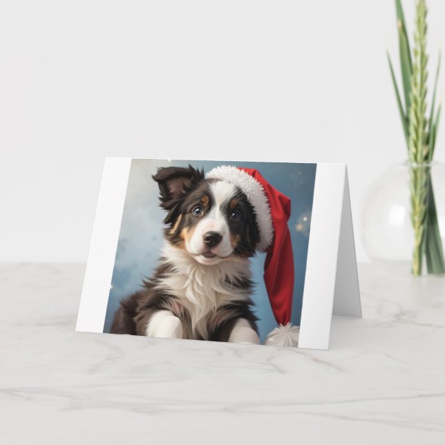 Carte De Remerciements Joli chiot de Noël (Devant)