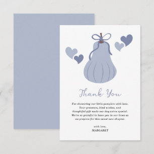 Carte De Remerciements Joli Citrouille bleu Bow Script Baby shower garçon