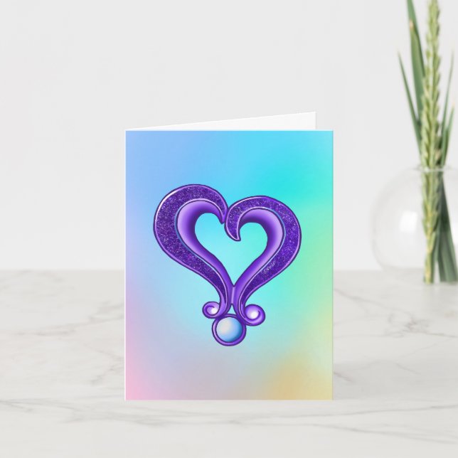 Carte De Remerciements Joli Cœur Violet (Devant)