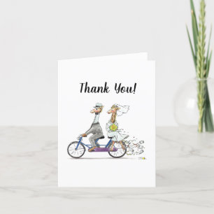Carte De Remerciements joli couple de girafes mariages à vélo
