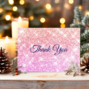 Carte De Remerciements Joli dégradé iridescent de faux brillants