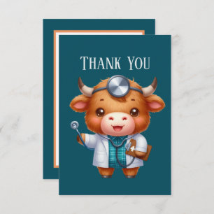 Carte De Remerciements Joli Docteur ajouter un message Vache Highland