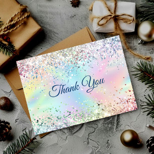 Carte De Remerciements Joli faux scintillant licorne iridescent