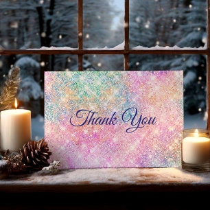 Carte De Remerciements Joli faux scintillant rose iridescent