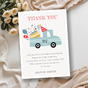 Carte De Remerciements Joli gâteau d'anniversaire camion bleu foncé pour 