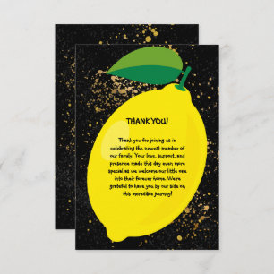 Carte De Remerciements Joli Jaune Lemon Gold Parties scintillant Baby sho