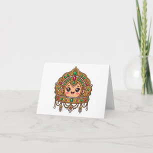 Carte De Remerciements Joli Kawaii Couronne de Mariée Marocaine Tradition