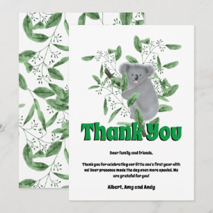 Carte De Remerciements Joli koala grimpant sur un eucalyptus