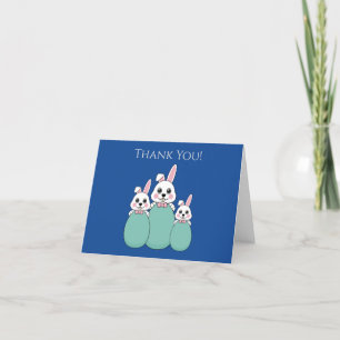 Carte De Remerciements Joli lapin blanc tenant l'oeuf de Pâques Personn