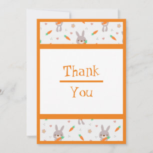 Carte De Remerciements Joli lapin Orange Boy Girl