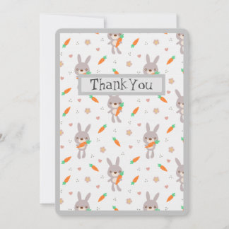 Carte De Remerciements Joli lapin Orange Grey Garçon Fille