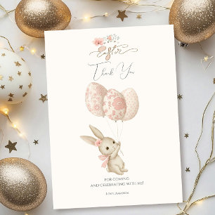 Carte De Remerciements Joli lapin rose pâle Pâques