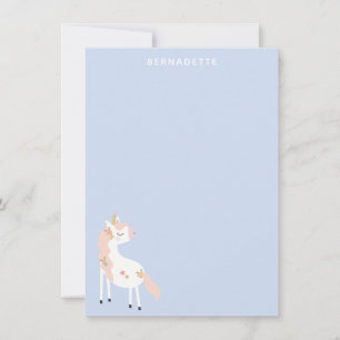 Carte De Remerciements Joli Licorne Magique Nom Rose Pastel Violet Or