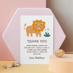 Carte De Remerciements Joli lion. Funny animal zoo safari anniversaire de