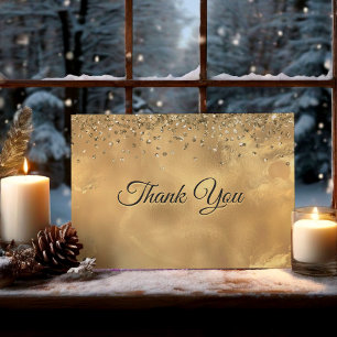 Carte De Remerciements Joli marbre rouge or monogramme art