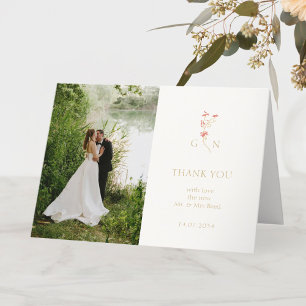 Carte De Remerciements Joli Mariage de Monogramme Floral Couple