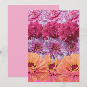 Carte De Remerciements Joli motif de fleurs de jardin roses et oranges