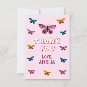 Carte De Remerciements Joli motif de papillon rose pour anniversaire