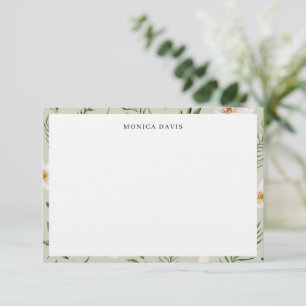 Carte De Remerciements Joli Motif floral vert Sage or Botanique