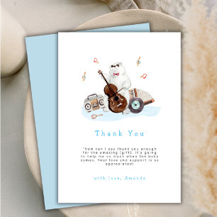 Carte De Remerciements Joli musicien Polar Bear Boy Baby shower
