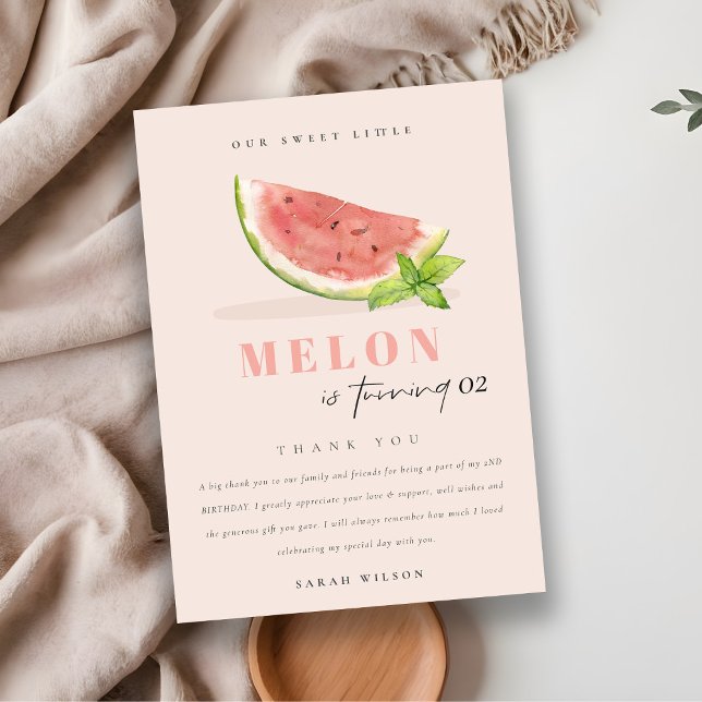 Carte De Remerciements Joli Notre Petit Melon Blush Anniversaire Tout Âge (Créateur téléchargé)