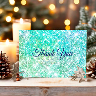 Carte De Remerciements Joli ombre vert faux paillettes