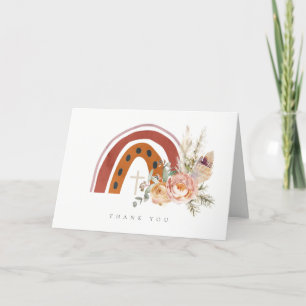 Carte De Remerciements Joli Orange Rouille Bohème Floral Arc-en-ciel Croi