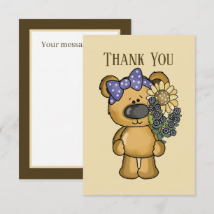 Carte De Remerciements Joli ours de fleurs ajouter un message