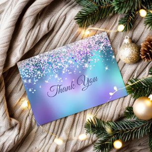 Carte De Remerciements Joli paillettes faux turquoise violet