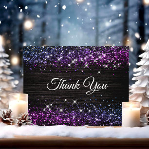 Carte De Remerciements Joli paillettes faux violet noir