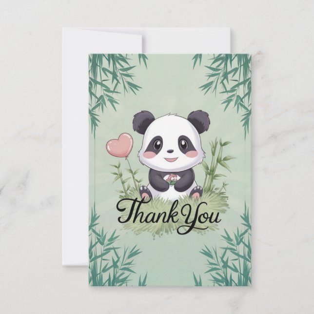 Carte De Remerciements Joli Panda Simple (Devant)