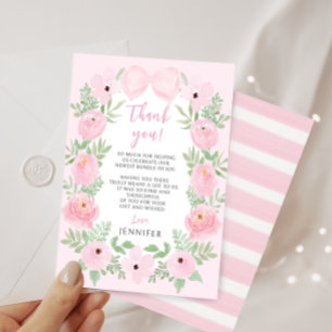 Carte De Remerciements Joli pastel arc rose fleuri élégant baby shower