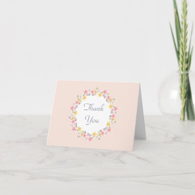 Carte De Remerciements Joli Pastel rose avec Lily Flower Wreath (Devant)