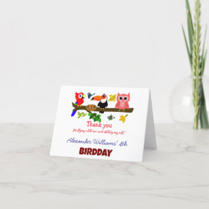 Carte De Remerciements Joli perroquet toucan hibou été oiseau anniversair
