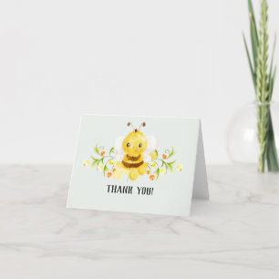 Carte De Remerciements Joli petit Baby shower d'abeilles au miel