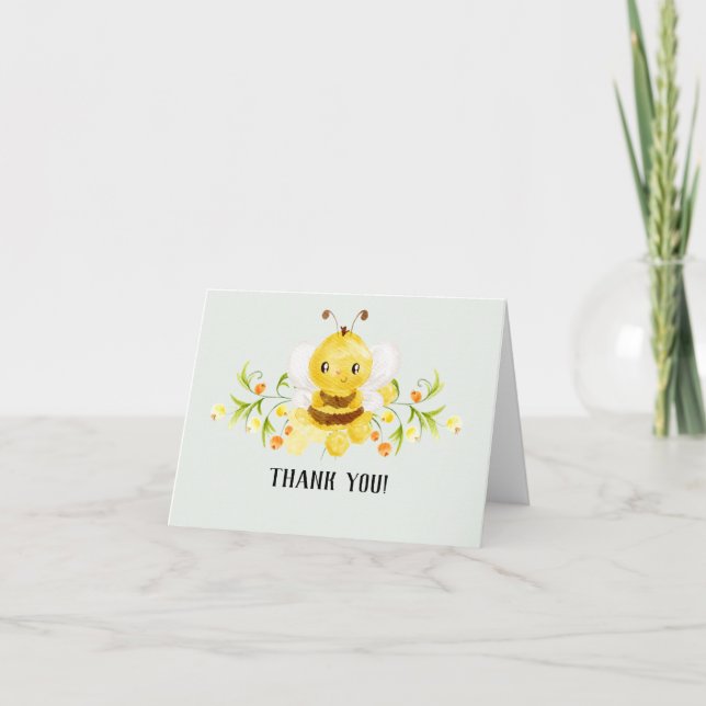 Carte De Remerciements Joli petit Baby shower d'abeilles au miel (Devant)