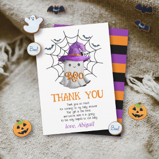 Carte De Remerciements Joli petit fantôme BOO spiderweb baby shower