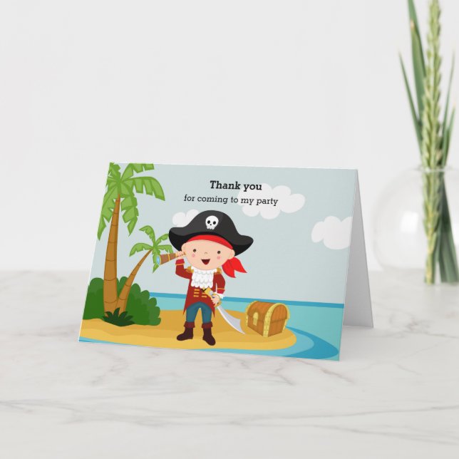 Carte De Remerciements Joli Pirate (Devant)