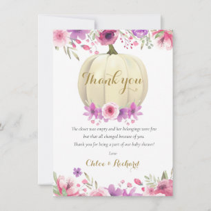 Carte De Remerciements Joli Poème de Remerciement pour Baby Shower Fleur