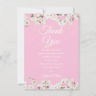 Carte De Remerciements Joli Poème de remerciement pour bébé fille rose Fl