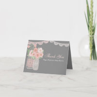 Joli pot Mason rose gris Remerciement Baby Shower