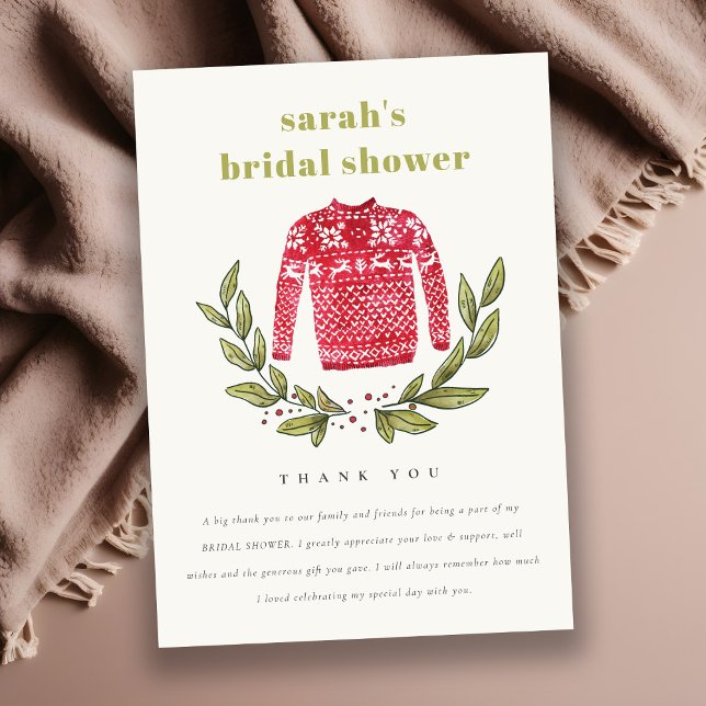 Carte De Remerciements Joli pull moche Noël hiver enterrement de vie de j (Créateur téléchargé)