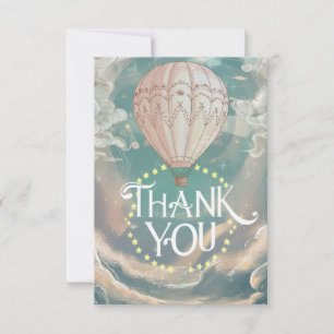 Carte De Remerciements Joli Rainbow Hot Air Balloon