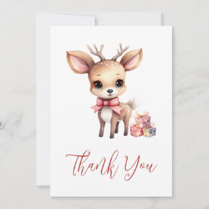 Carte De Remerciements Joli renne de Noël avec cadeaux de vacances