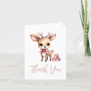Carte De Remerciements Joli renne de Noël avec cadeaux de vacances