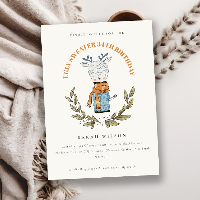 Carte De Remerciements Joli renne moche Sweater n'importe quel âge Invita (Créateur téléchargé)