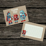 Carte De Remerciements Joli Robots Rétro Panneau plat pour enfants<br><div class="desc">Ce carte de remerciements à plat amusant est parfait pour les enfants. Il a de jolies illustrations de robots de style rétro dans les tons rouge et bleu sur le devant avec le MERCI du message! contre un arrière - plan de couleur bronzée. L'envers a aussi un graphique robot avec...</div>