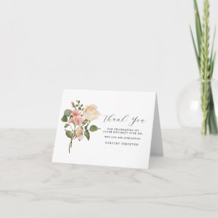 Carte De Remerciements Joli rose blanc floral 100e anniversaire