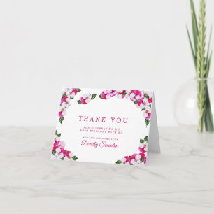 Carte De Remerciements Joli rose blanc floral 80e anniversaire